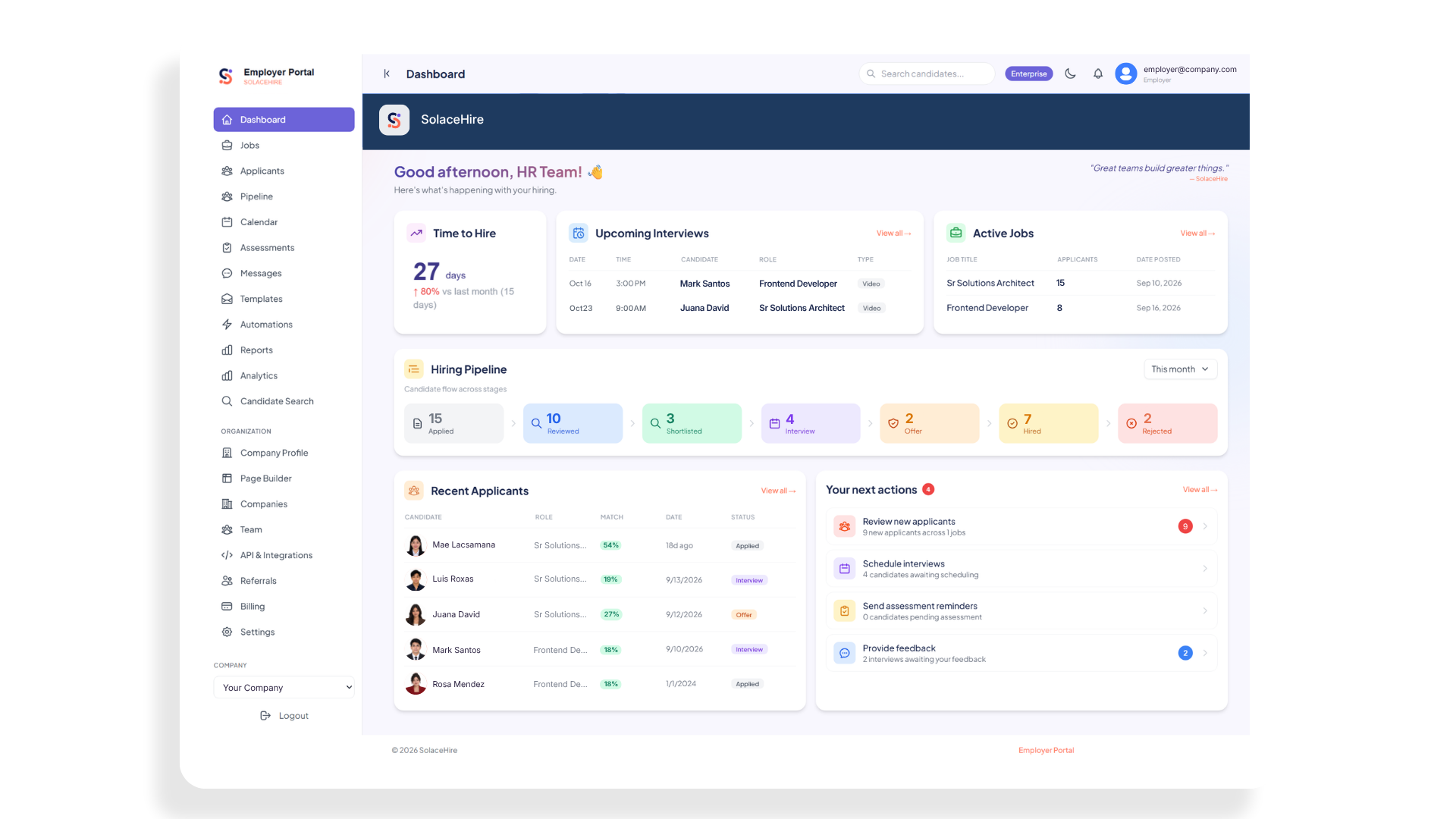 SolaceHire Employer Dashboard